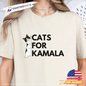 childless cat lady Cats for Kamala Progressive 2024 Election Shirt 2