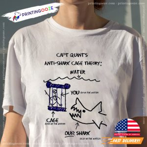 Capt Quints Anti Shark Cage Theory Funny Art Drawing Shirt 1