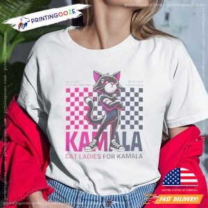 Cat Ladies For Kamala Cool Black Cat Political Shirt 3