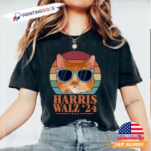 Cat Lady Harris Walz Democrat Vice President Shirt 1