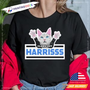 Claws Out Harris Childless Cat Lady Kamala Harris 2024 Unisex Tshirt 1