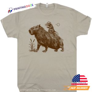 Cowboy Mouse Riding Capybara Funny Comfort Colors Shirt 1