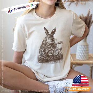 Cute Bunny Playing Ukulele Vintage Band Musician Tee 3