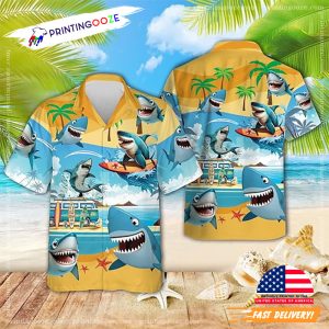 Cute Shark Summer Vacation Hawaiian Shirt 3