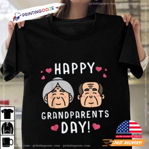 Cute grandparents Cartoon portrait Happy Grandparents Day T shirt