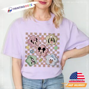 Floral Disney Mickey and Friends Checkered Comfort Colors Tee 1