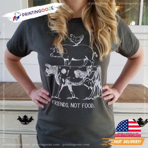 Friends Not Food Vegetarian Farm Animal T Shirt 1