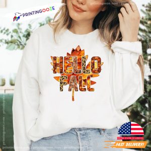 Hello Fall Maple Leaf 1st day of autumn Tee 1