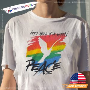 Let's Make it a Green Peace Pigeon Rainbow Peace Day Vintage Shirt 1