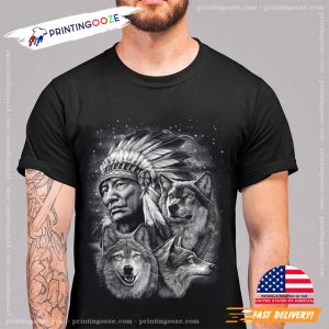 Native American Wolf Graphic T shirt 2