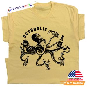 Octoholic Funny Octopus Drink Beer T Shirt 2