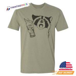 Raccoon Trash Panda Beer Drinking Graphic Tee 2