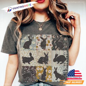 Retro Floral Farmhouse Rabbit Day Tee, Gift For Rabbit Lovers 1