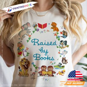 Retro Vintage Raised by Books Teacher Shirt 2