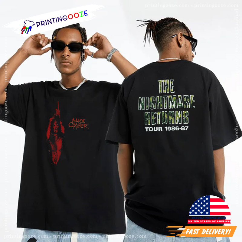 Vintage Alice Cooper The Nightmare Returns 1986-87 Music Tour 2 Sided Shirt Vintage Alice Cooper The Nightmare Returns 1986-87 Music Tour 2 Sided Shirt