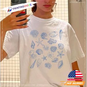 Vintage Blue Seashell Graphic Tee 3