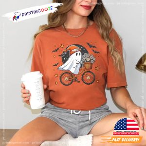 Cute Halloween Ghost cycling Comfort Colors Tee 1