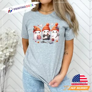 Cute Sewing Ghosts Halloween Party Tshirt 1