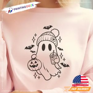 Cute Spooky Ghost Drink Coffee Trick or Treat Shirt 2