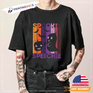 Ghost Pumpkin Spookie Speechie slp therapy Graphic Tee 4