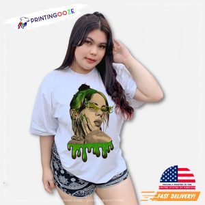 Green Billie Eilish Portrait T shirt 1