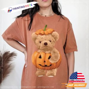 Halloween Teddy Bear Pumpkin Comfort Colors Tee 2