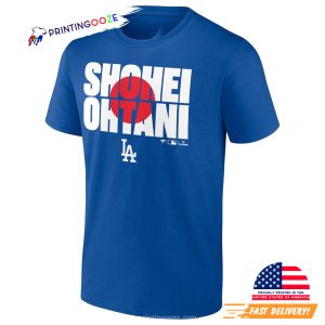 Los Angeles Dodgers Shohei Ohtani Fanatics Royal Flag T Shirt 1