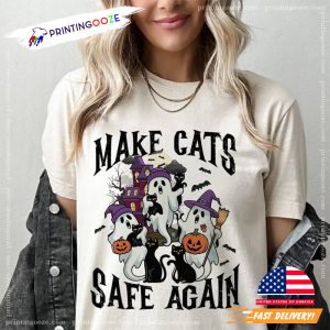 Make Cats Safe Again Funny Halloween Election Comfort Colors Tee 1