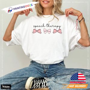 Pink Bows slp speech therapy Comfort Colors Tee 5