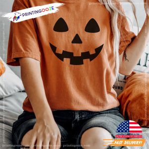 Pumpkin Face Halloween Comfort Colors Tee 3