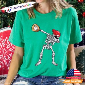 Skeleton Dabbing Baseball Halloween Shirt 2