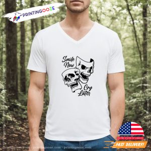 Smile Now Cry Later Evil Laugh Happy Sad Tattoo T Shirt 1