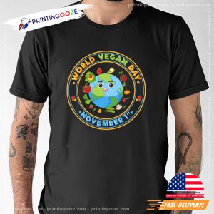 World Vegan Day November 1 Cute Earth T shirt 3