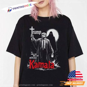 exorcist Trump The Only One Who Can Exorcise Kamala Graphic Tee 3