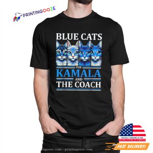 Blue Cats For Kamala And The Coach Harris Waltz 2024 T Shirt 3