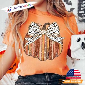 Colorful Coquette Gold Glitter Pumpkin Shirt 3