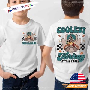 Custom Coolest Turkey Thankful 2 Sided T shirt 1