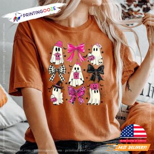 Cute Ghost Coquette Aesthetic Pink Bows Comfort Colors tee 1