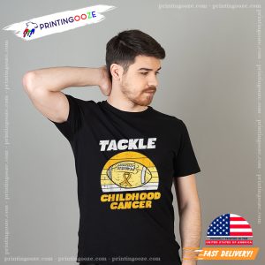 Football Tackle Childhood Cancer Retro Awareness Ribbon T Shirt 4