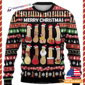 Funny Christmas Dirty Santa Illustration Ugly Christmas Sweater 2