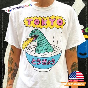 Godzilla Ramen Tokyo Funny T shirt 3