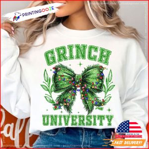 Grinchmas University Coquette Bow Christmas Shirt