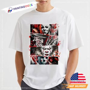 Halloween Horror Characters Bloody Scary Movie T shirt 2