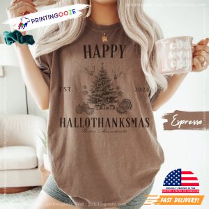 Happy Hallothanksmas Est 2024 Comfort Colors Tee 3