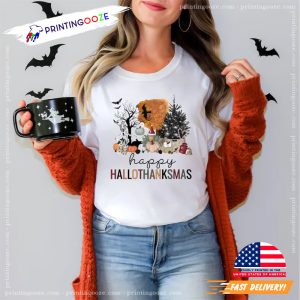 Happy Hallothanksmas Halloween Thanksgiving Christmas T shirt 5