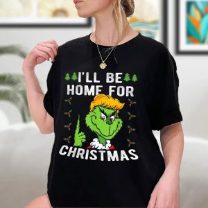 I'll Be Home For Christmas Funny Trump 2024 Xmas Pajamas T Shirt 2