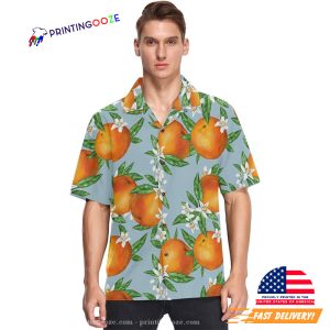 Orange Fruits And Flowers Hawaiian Shirt 2