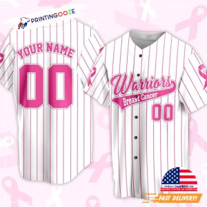 Personalized Warriors Breast Cancer Baseball Jersey