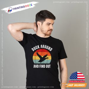 Retro Duck Around And Find Out Funny Sunset T-Shirt 1