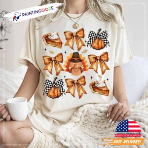 Retro Fall Pumpkin Bow Vintage Shirt 4